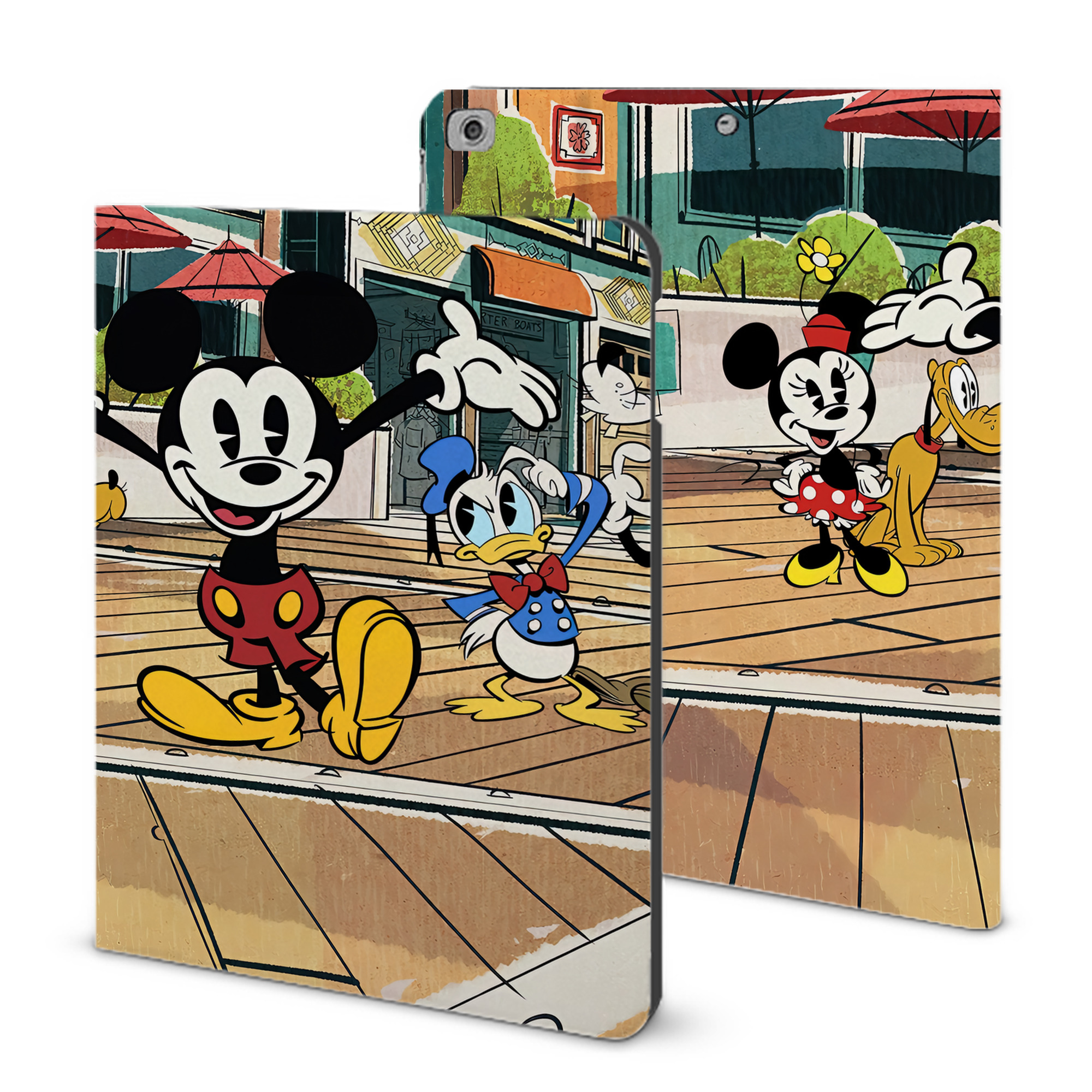 （画像用） ミッキーマウス Mickey Mouse IPad ケース ブック型 PUレザー TPU 耐衝撃 軽量 薄型 ペン収納なし 全面保護 IPad 各モデル対応